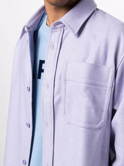 Shop Apc Wool-blend Long-sleeve Shirt In Purple