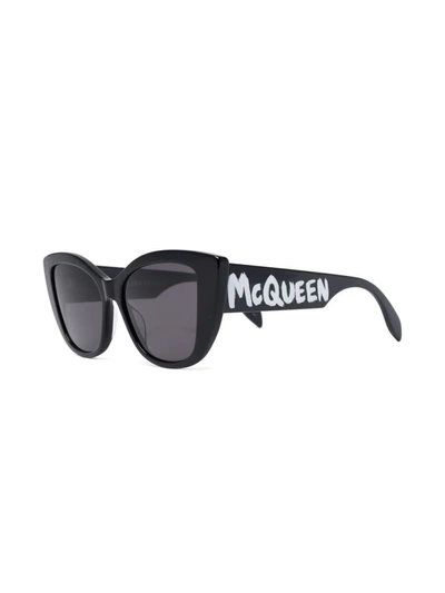 Shop Alexander Mcqueen Logo-print Sunglasses In Black