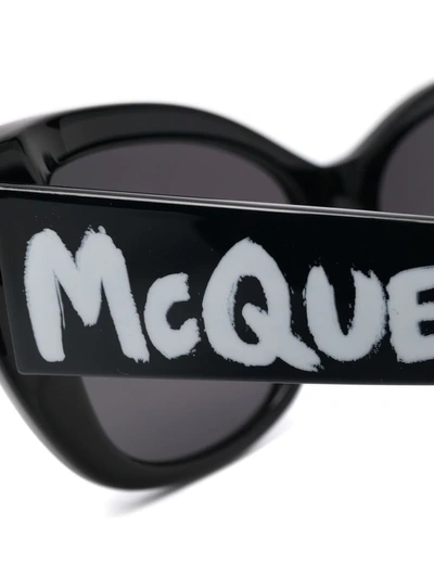 Shop Alexander Mcqueen Logo-print Sunglasses In Black