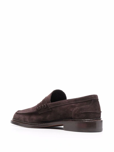 Shop Tricker's Almond-toe Suede Loafers In Brown