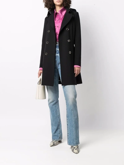 Patrizia Pepe Trench Coat In Mixed Cotton Technical Fabric In Black