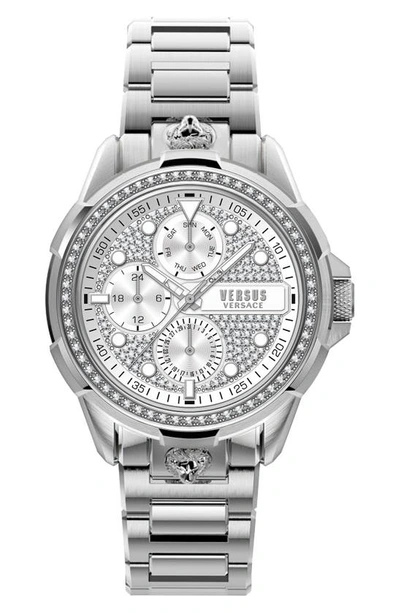 Shop Versus Arrondissement Chronograph Bracelet Watch, 46mm In Stainless Steel/ White