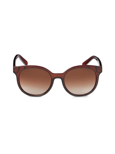 Shop Ferragamo 53mm Gradient Circle Sunglasses In Crystal Brown