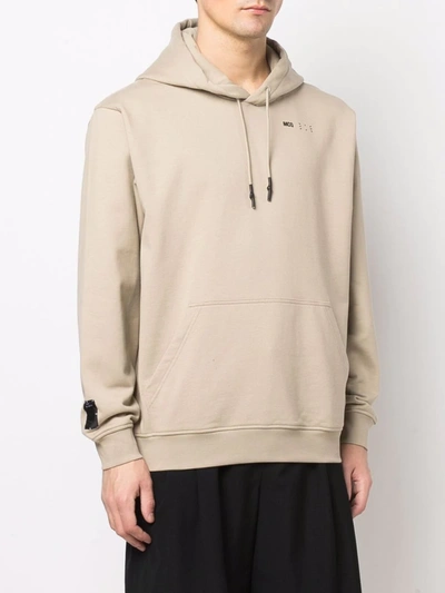 Shop Mcq By Alexander Mcqueen Embroidered Logo Long-sleeve Hoodie In Nude