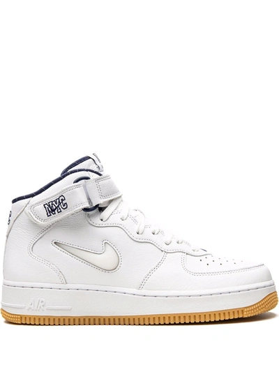 Nike Air Force 1 Mid Nyc (white/midnight Navy) In White
