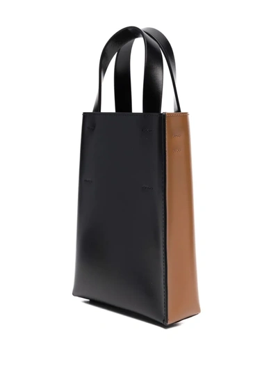 Marni Two-tone Leather Tote Bag In Braun