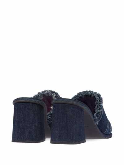 Shop Miu Miu Raw-cut Denim Mule Sandals In Blau