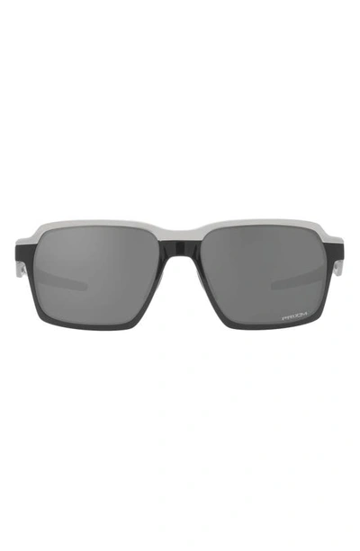 Shop Oakley 58mm Rectangle Sunglasses In Polished Black/ Prizm Black