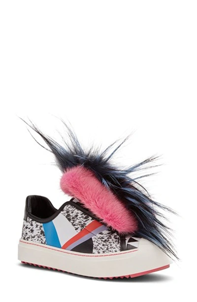 Shop Fendi 'fflynn' Genuine Mink & Genuine Fox Fur Trim Low Top Sneaker (women) In Multi