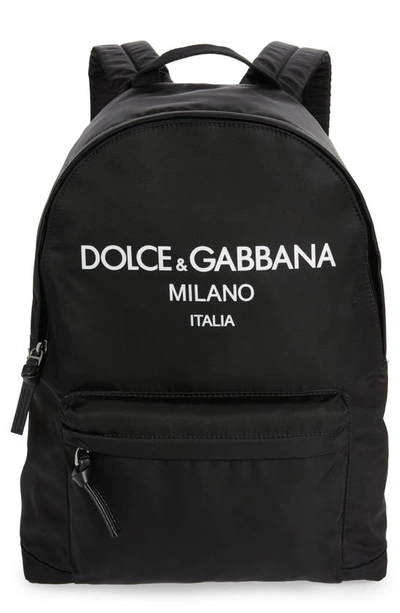 Shop Dolce & Gabbana Logo Nylon Backpack In Scritta Bianca F.ner