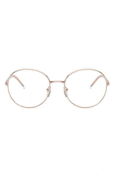 Shop Prada 51mm Round Optical Glasses In Pink Gold/demo Lens