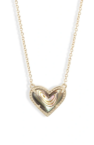 Shop Kendra Scott Ari Heart Pendant Necklace In Gold/ Abalone Shell