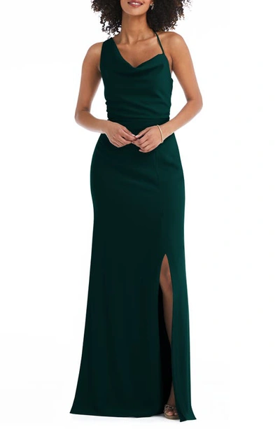 Shop After Six Draped Cowl Neck Trumpet Gown In Evergreen