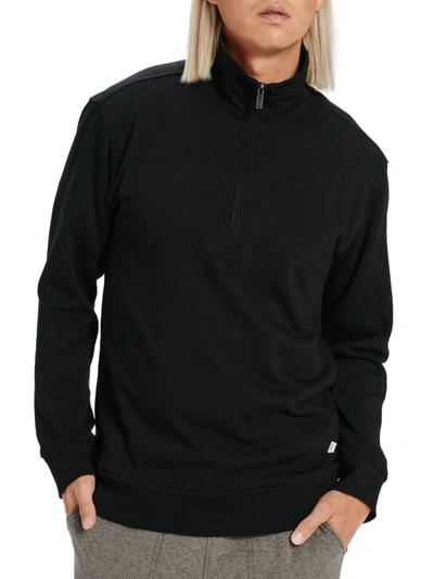 Shop Ugg Men's Zeke Quarter-zip Sweater In Black