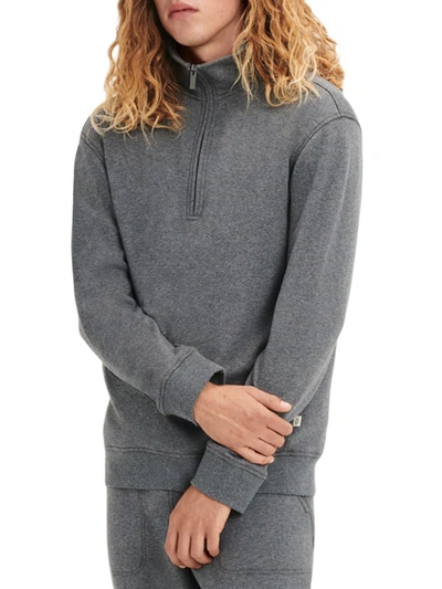 Shop Ugg Men's Zeke Quarter-zip Sweater In Charcoal