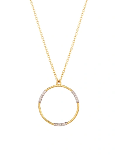 Shop Gurhan Women's Geo Two-tone 18-22k Gold & Diamond Hoop Pendant Necklace In Yellow Gold