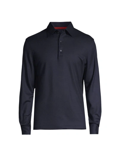 Shop Isaia Men's The Evening Polo Shirt In Navy