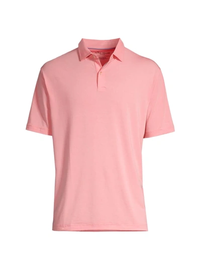 Shop Peter Millar Men's Drirelease Natural Touch Polo Shirt With Sean Self Collar In Coral Reef