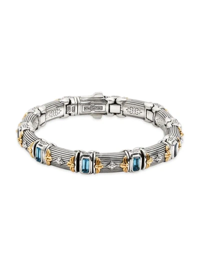 Shop Konstantino Women's Delos 2.0 Doric 18k Gold, Sterling Silver & Blue Topaz Bracelet