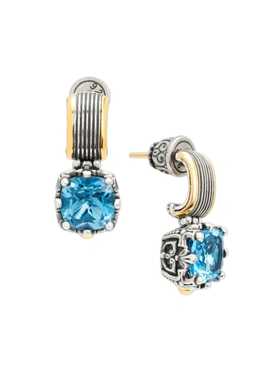 Shop Konstantino Women's Delos 2.0 Utopia 18k Gold, Sterling Silver & Blue Topaz Drop Earrings