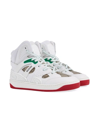 Shop Gucci Basket Lace-up Sneakers In White