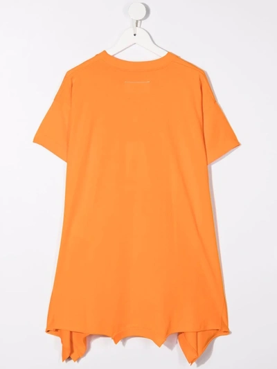 Shop Mm6 Maison Margiela Logo Print T-shirt Dress In Orange