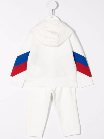 Shop Moncler Stripe-detail Hooded Tracksuit In White