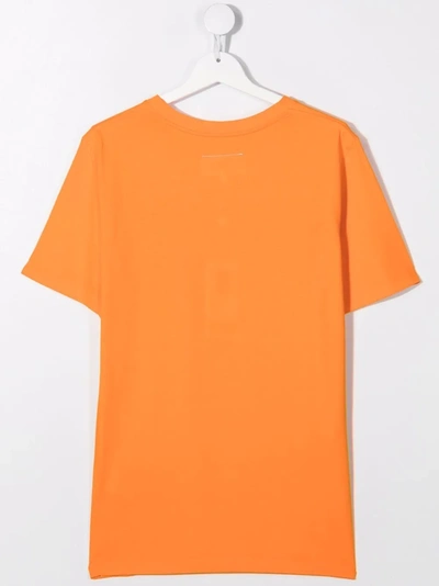 Mm6 Maison Margiela Teen Logo Print T-shirt In Orange
