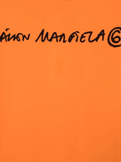 Mm6 Maison Margiela Teen Logo Print T-shirt In Orange