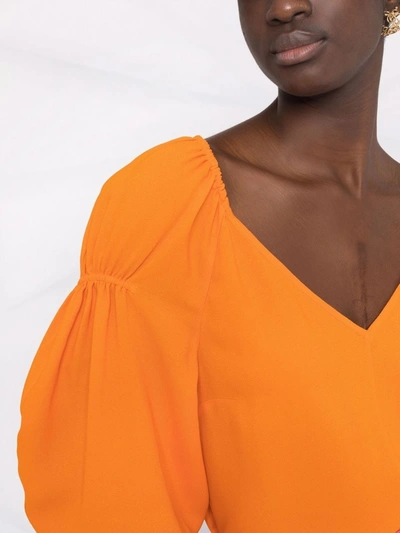 Shop Stella Mccartney Cropped Puff-sleeve Blouse In Orange