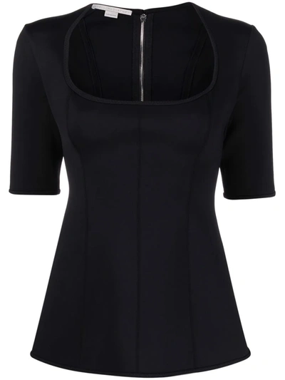 Stella Mccartney Square-neck Short-sleeve Top In Black