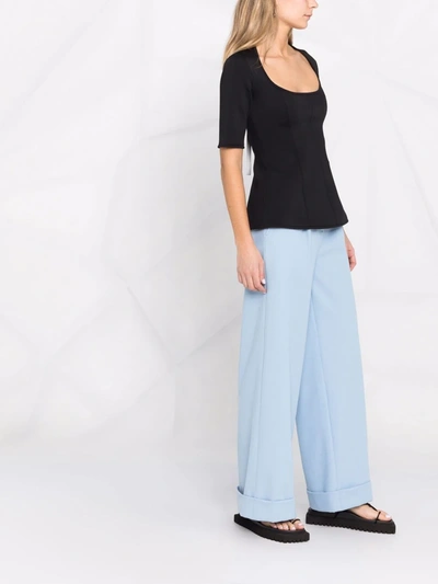 Stella Mccartney Square-neck Short-sleeve Top In Black