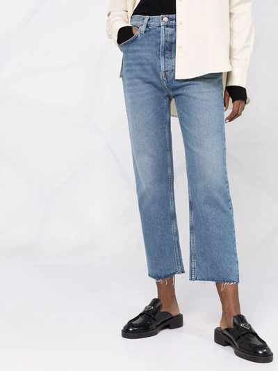 Shop Totême Cropped Straight-leg Jeans In Blue