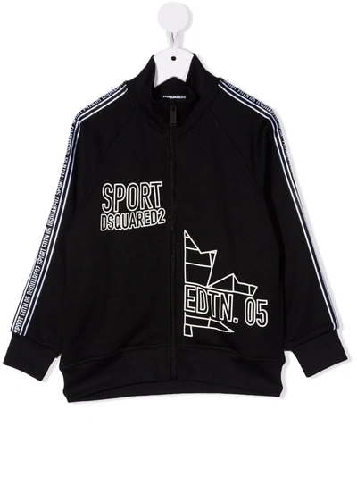 Dsquared2 Logo-print Zipped Jacket In Black