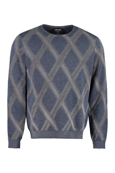 Shop Giorgio Armani Argyle Pattern Crewneck Sweatshirt In Multi