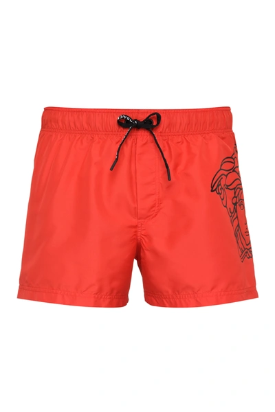 Shop Versace Medusa Print Swim Shorts In Red