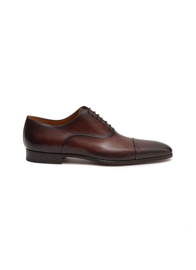 Shop Magnanni Cap Toe 6-eyelet Leather Oxford Shoes In Brown