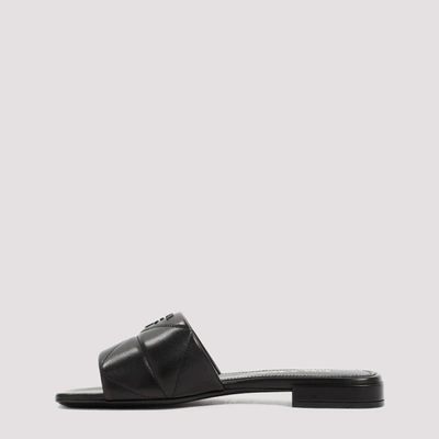 Shop Prada Matelassé Leather Sandals Shoes In Black