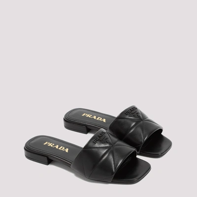 Shop Prada Matelassé Leather Sandals Shoes In Black