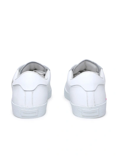 Shop Dsquared2 White Leather Icon Cassetta Sneakers
