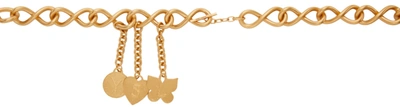 Shop Saint Laurent Gold Infinity Chain Charm Belt In 0506 Oro Vintage