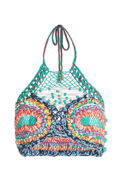 Shop Etro Women's Crocheted Halter Crop Top In Multi