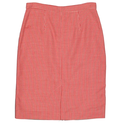 Shop Burberry Houndstooth Two-tone Wool Skirt In Bright Red/natural W
