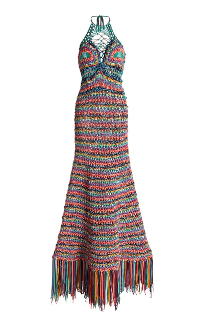 Shop Etro Women's Lotus Fringed Crocheted Maxi Dress In Multi