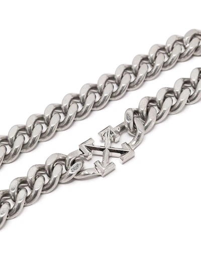 Shop Off-white Arrows Curb Chain Necklace In Silver