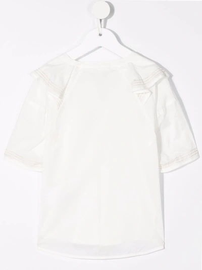 Shop Chloé Contrast-stitching Ruffle Blouse In White