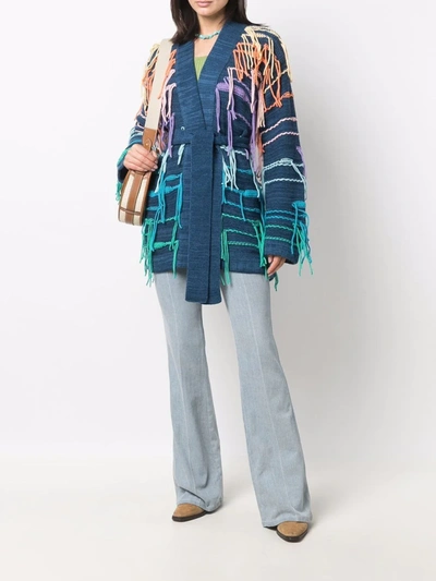 Canessa `psychedelic Isla` Cardigan With Belt In Blue