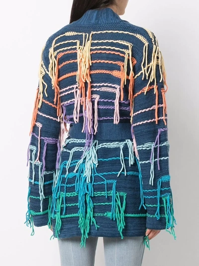 Canessa `psychedelic Isla` Cardigan With Belt In Blue