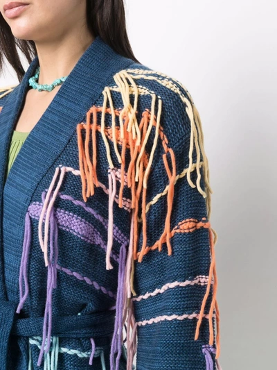 Canessa `psychedelic Isla` Cardigan With Belt In Blue