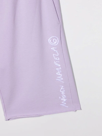 Shop Mm6 Maison Margiela Teen Logo-print Track Shorts In Purple